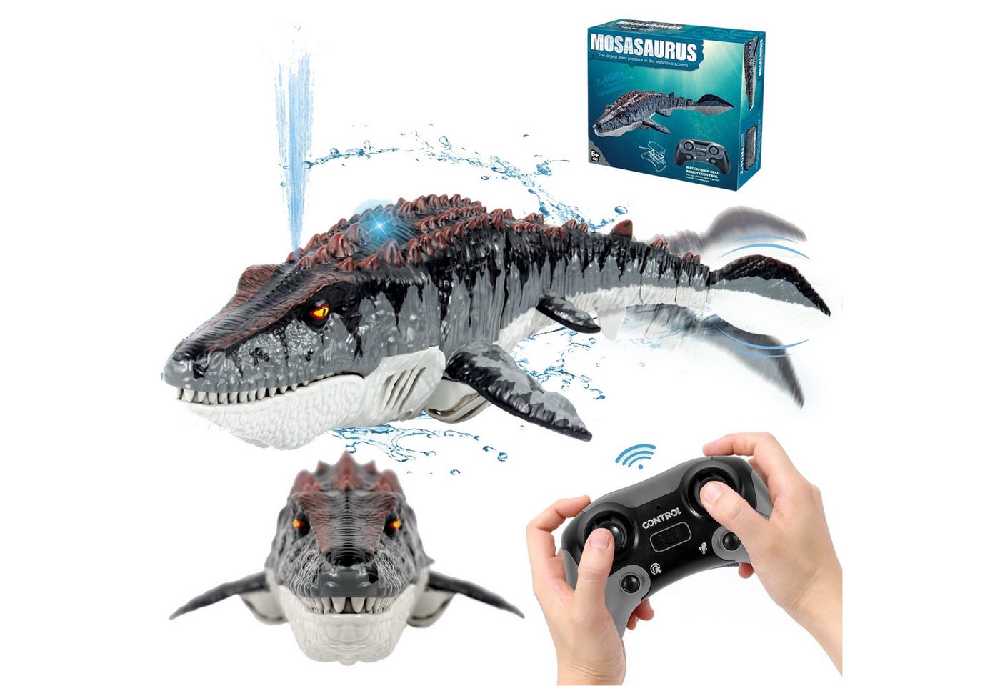 Esun RC-Boot RC-Boot Ferngesteuerter Dinosaurier Spielzeug ab 3 4 6 jahre (Packung
