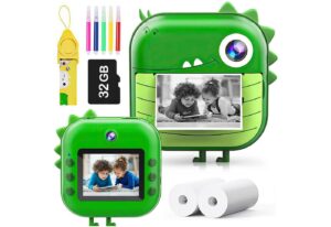 MOPUEA Kinderkamera Digitalkamera für Kinder mit Druckpapier & 32G TF Karte Kinderkamera (Dual-Objektiv Kinder Kamera als Geschenke für Kinder von 3 bis 14)